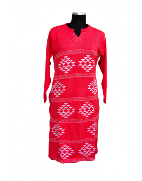 Women Kurti Red Printed design
